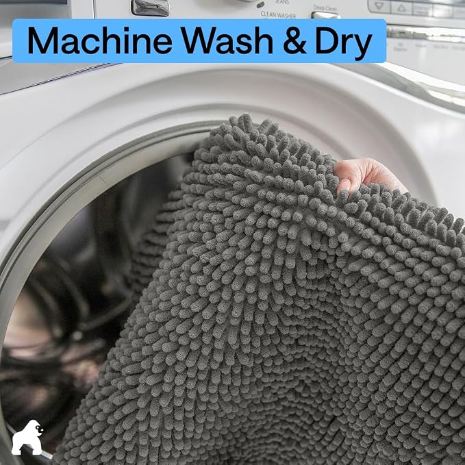 GORILLA GRIP Bath Rug Mat 60x24, Soft Absorbent Chenille, Quick Dry Microfiber - Image 9