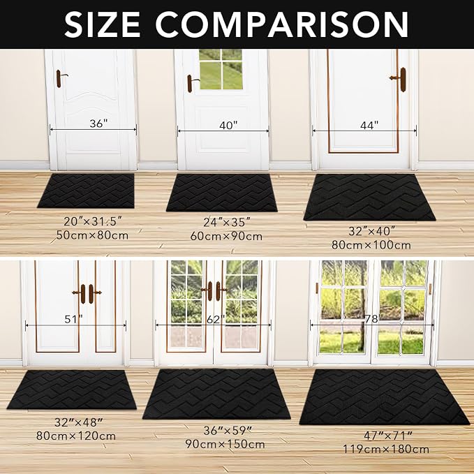 hicorfe Indoor Door Mat, Non Slip Door Mats, Absorbent Resist Dirt Entrance - Image 4