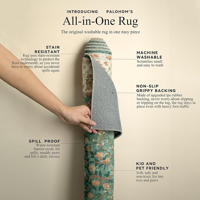 Machine Washable Rugs for Living Room: 5x7 Bedroom Rug Vintage Rug Stain - Image 4