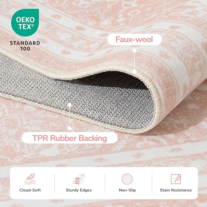 Lessymo 5x7 Area Rugs- Machine Washable Area Rugs, Super Soft Faux-Wool Area Rug - Image 5