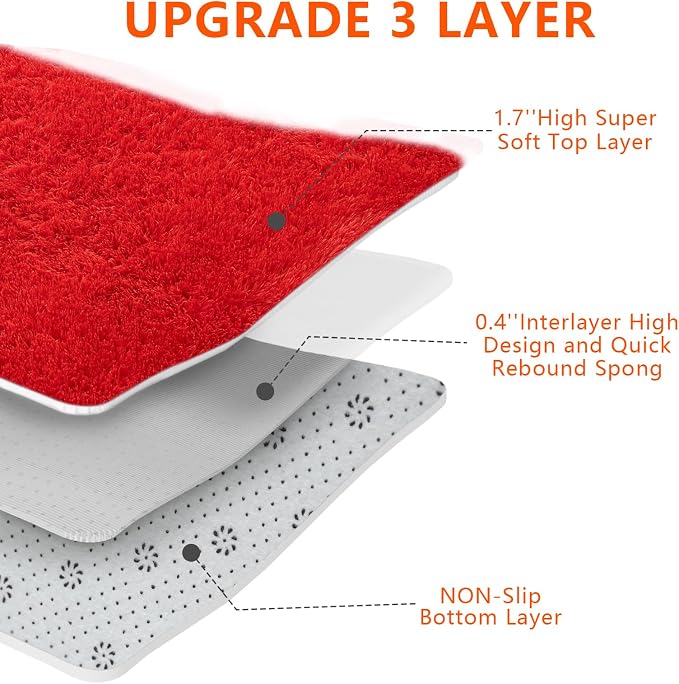 Red Shag Area Rugs for Living Room Bedroom, Ultra Large Soft Fluffy Christmas - Image 7