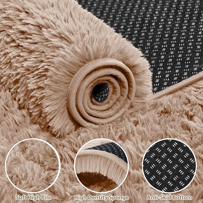 Area Rug for Living Room Bedroom: 6x9 Soft Fluffy Shag Rugs Upgrade Non-Slip - Image 5