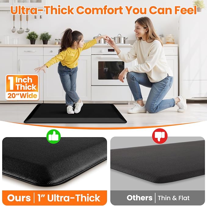 Kitchen Mats for Floor, 1 Inch Extra-Thick Kitchen Rugs, Non-Slip & Waterproof - Image 6