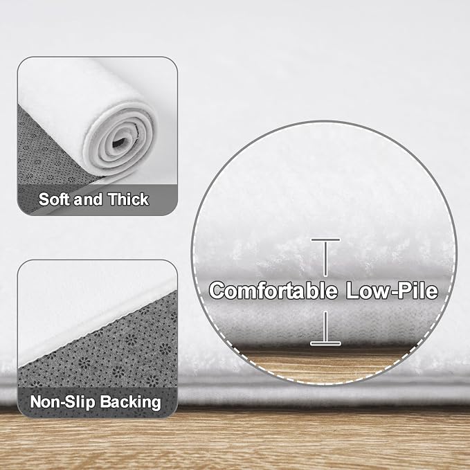 Amearea 4x4 Square Area Rugs for Bedroom Living Room, Modern White Thickened - Image 3
