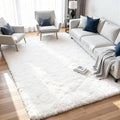 8x10 Area Rugs for Living Room:Ultra Soft Fluffy Shag White Rugs for Bedroom by CarpetAddColortoYourLife