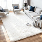 8x10 Area Rugs for Living Room:Ultra Soft Fluffy Shag White Rugs for Bedroom by CarpetAddColortoYourLife