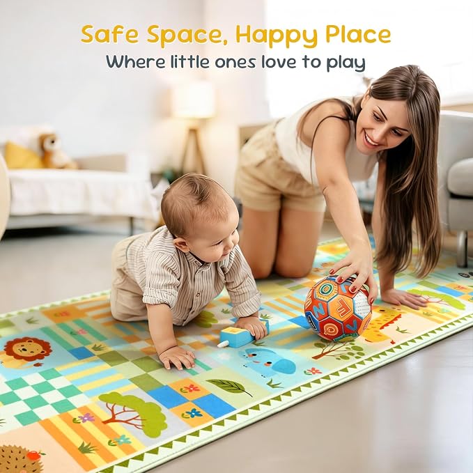 Green Runner Rug for Kids Bedroom, Kids Hallway Washable Rug, Soft Non-Slip - Image 5