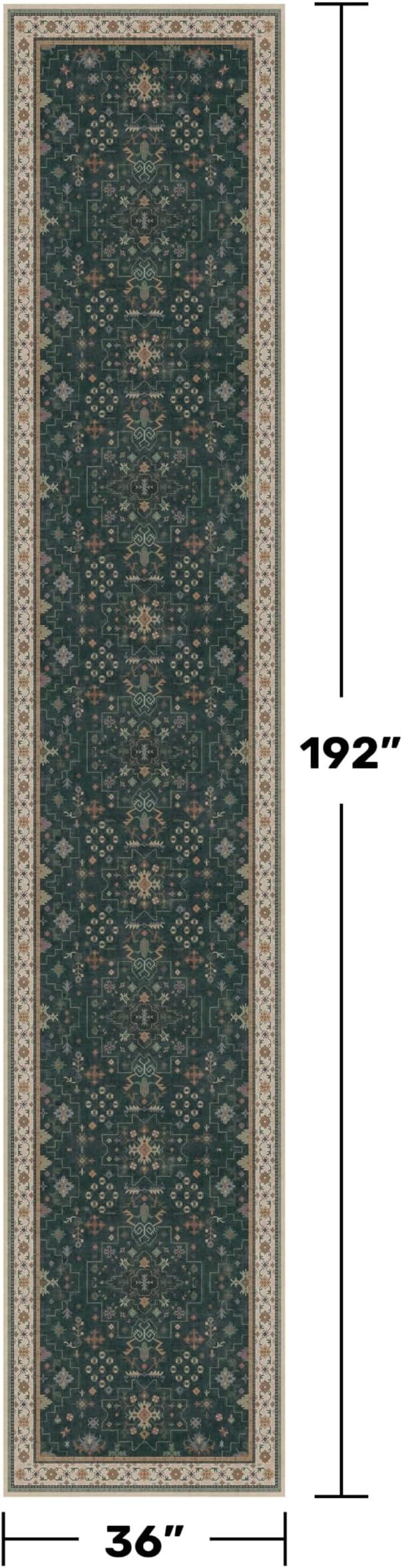 Hazo Haus Washable Dark Green Hallway Runner Rug 16 ft Long - Image 2
