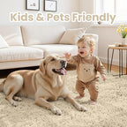 4x6 Area Rugs for Living Room Rug: Soft Fluffy Shag Gray Camel Rugs for Bedroom - Image 4