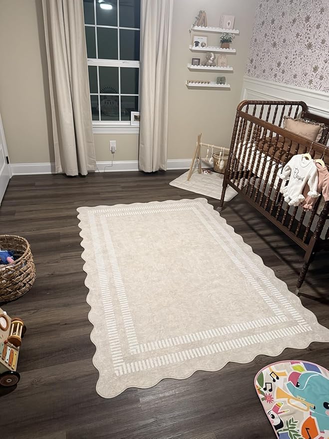 Area Rugs 5x7 Living Room Washable Modern Rug, Neutral Beige Soft Non Slip Rugs - Image 7