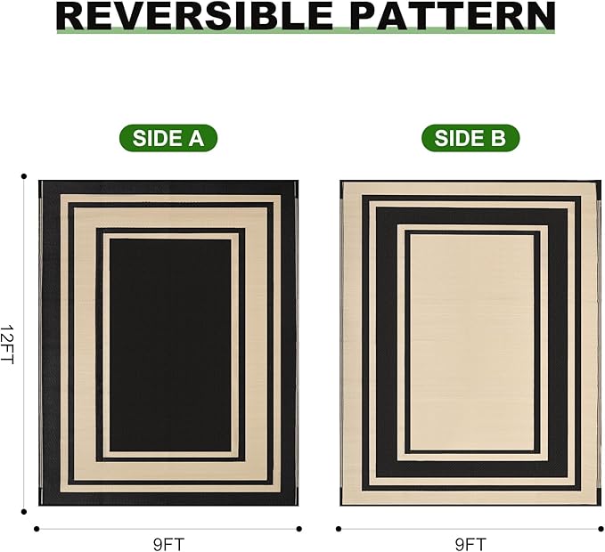 RURALITY Outdoor Rug 9x12 Waterproof - Image 2