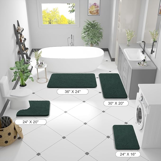 OLANLY Bathroom Rugs 36x24, Extra Soft Absorbent Chenille Bath Rugs, Rubber - Image 2