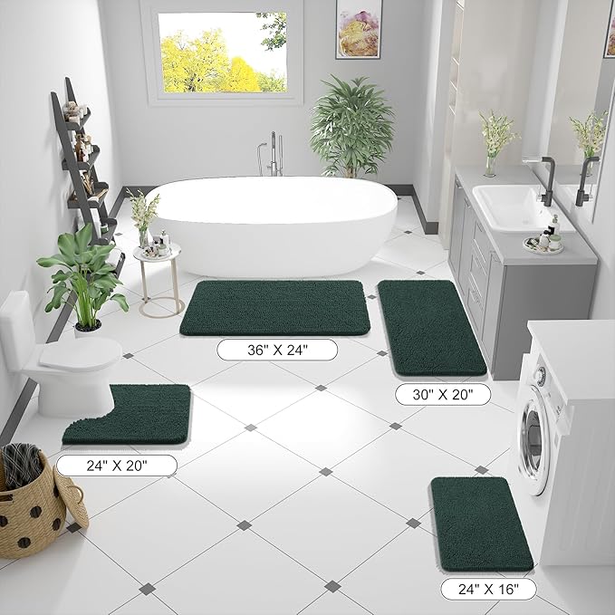 OLANLY Bathroom Runner Rugs 59x24, Soft Absorbent Chenille Bath Rugs, Rubber - Image 2