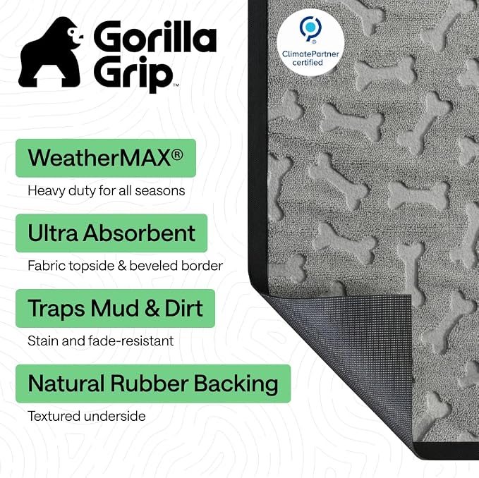 GORILLA GRIP 100% Waterproof All-Season WeatherMAX Doormat, US Designed Natural - Image 2