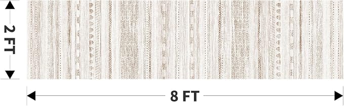 2x8 Runner Rug Machine Washable Non Slip Area Rug Distressed Neutral Moroccan - Image 2
