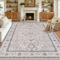 8x10 Area Rugs for Living Room: Vintage Boho Neutral Washable Rug Indoor Soft by Luxturiy