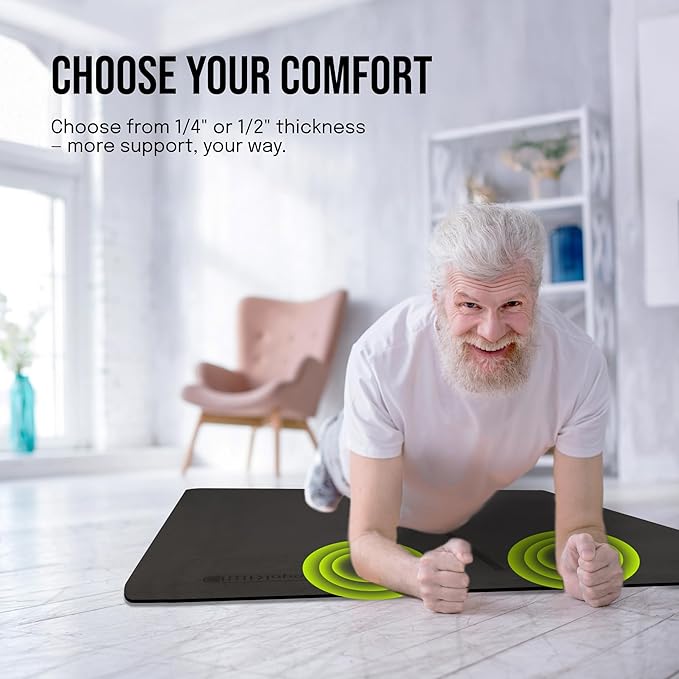 Gogokiwi Large Yoga Mat – 1/4" & 1/2" Thick Exercise Mats - Image 4