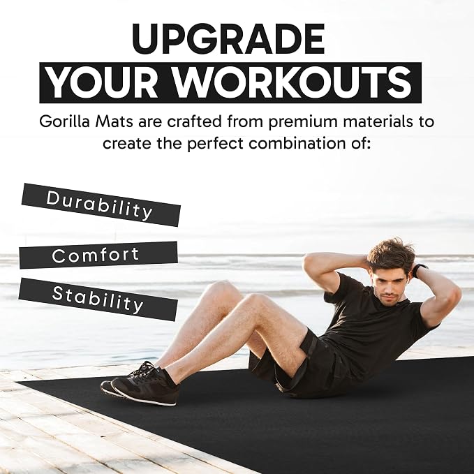 Gorilla Mats Large Exercise Mat – 6'x4', Flat Fitness, Yoga & Weight Lifting - Image 8