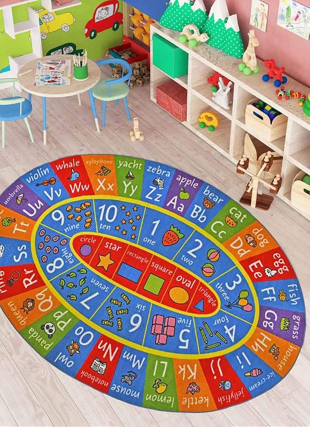 KC Cubs Multi Color Letter Print Power-Loomed ABC Alphabet, Numbers and Shapes - Image 8