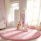 Ophanie Round Rugs 6Ft Pink Circle Area Rug, Fuzzy Bedroom Carpet, Large Shag - Image 5