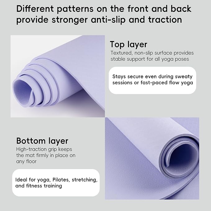 Extra Wide Yoga Mat 72" x 32", 6mm Non Slip TPE Exercise Mat - Image 3