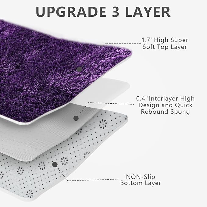 Shag Area Rugs for Bedroom Living Room, 4X6 Ultra Soft Purple Fluffy Area Rugs - Image 6