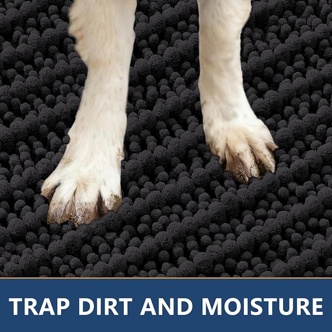 Smiry Dog Door Mat for Muddy Paws 59x35, Absorbent Dirt Trapper, Non-Slip - Image 4
