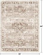 Washable Neutral Farmhouse Large Entryway Rug, 3x4 Area Rugs - Image 2