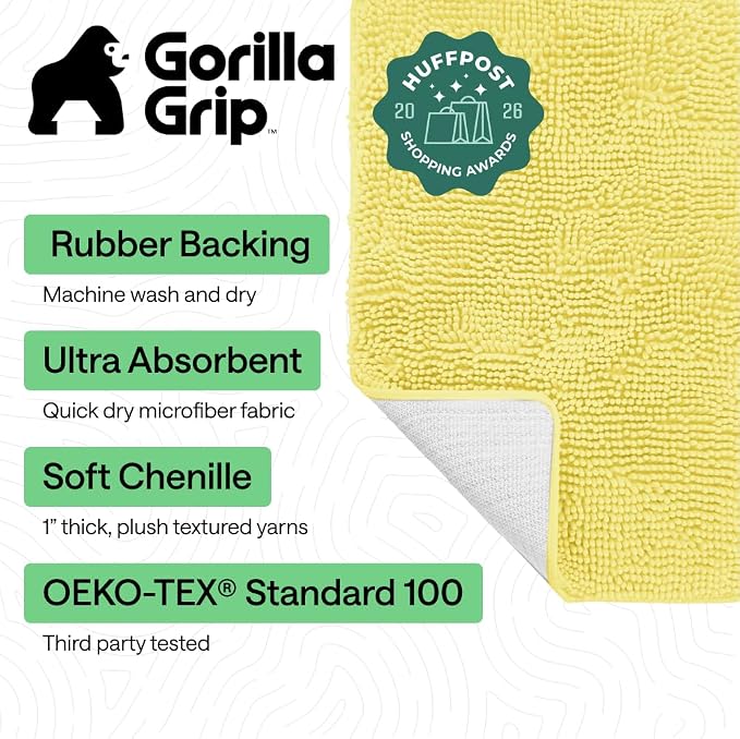 GORILLA GRIP Bath Rug Mat 44x26, Thick Soft Absorbent Chenille, Quick Dry - Image 2