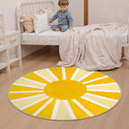 Lahome Yellow Rainbow Sun Round Rug: 4ft Washable & Non-Slip Low Pile - Image 2