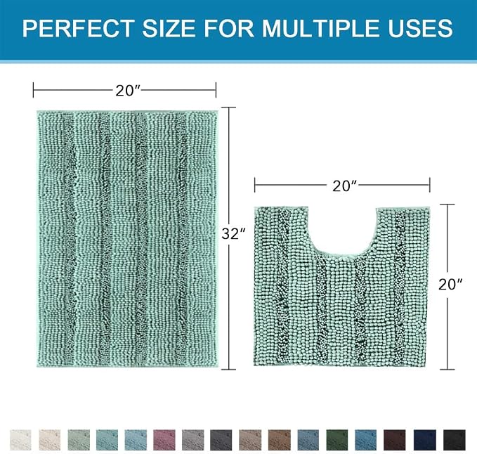H.VERSAILTEX Bathroom Rugs Bath Rug Set 2 Piece Bathroom Contour Rug Toilet Mat - Image 2