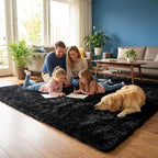 Mugorn 8x10 Area Rugs for Living Room, Large Fluffy Black Rugs for Bedroom - Image 3