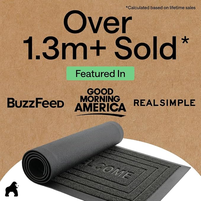 GORILLA GRIP 100% Waterproof All-Season WeatherMAX Doormat, US Designed Natural - Image 4
