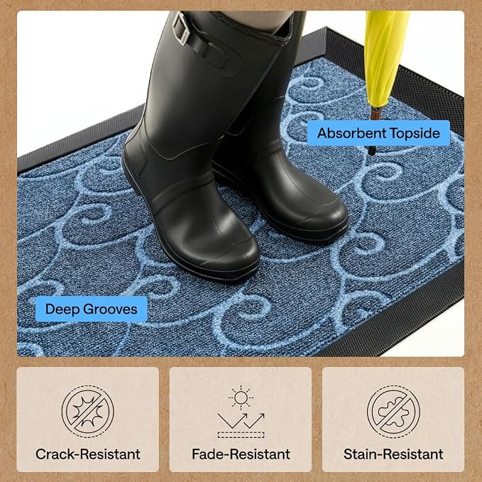 GORILLA GRIP 100% Waterproof All-Season WeatherMAX Doormat, US Designed Natural - Image 5