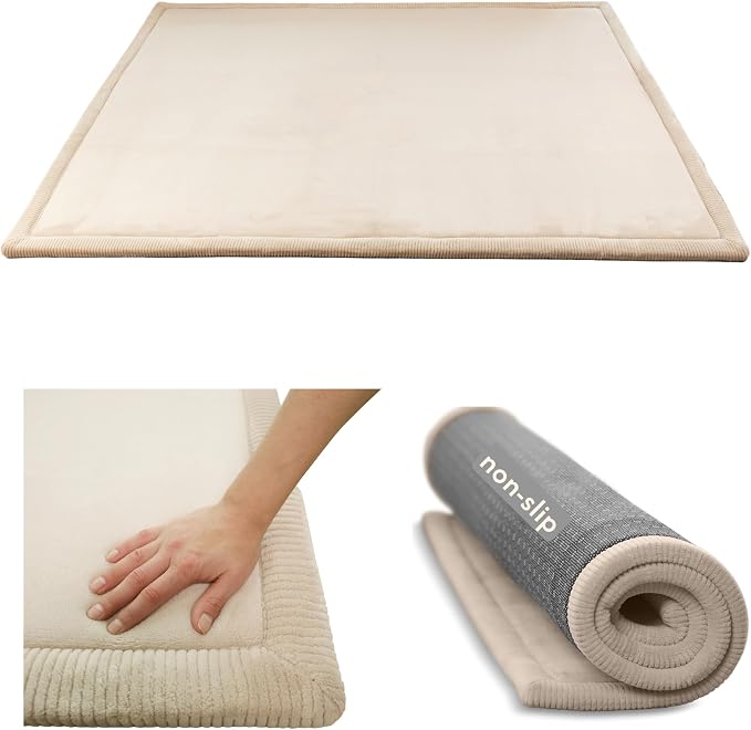 Hakuna Matte CloudSoft Mat for Floor 60" x 80" Beige | Coral Velvet by HakunaMatte