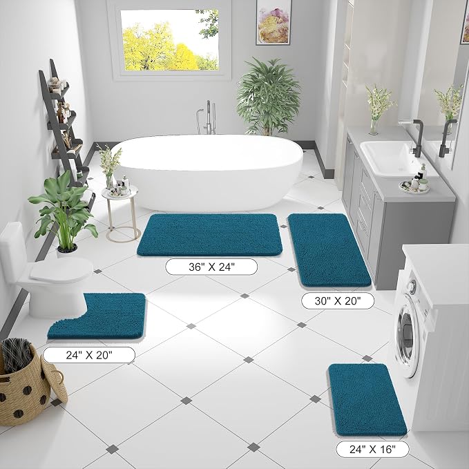OLANLY Bathroom Runner Rugs 70x24, Soft Absorbent Chenille Bath Rugs, Rubber - Image 2