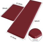 HappyTrends Kitchen Mat, 17.3"x28"+17.3"x60" Red, Cushioned Comfort - Image 2