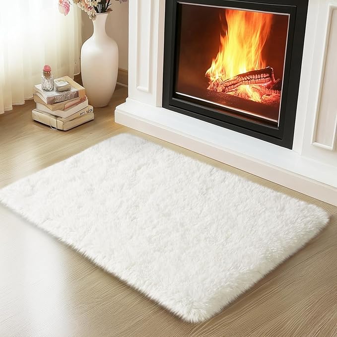 Mugorn Cream White Rugs for Bedroom, 2x3 Feet Fluffy Area Rugs for Living Room by MUGORN