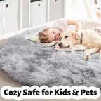 Amdrebio Tie-Dyed Light Grey Round Area Rugs - Image 5