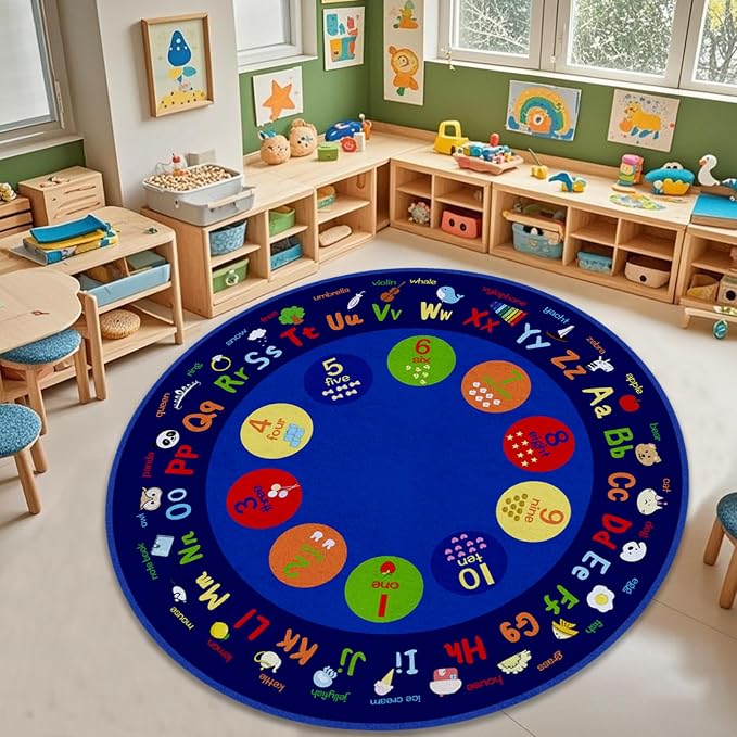 Classroom Round Rug, 6×6Ft ABC Rugs - Image 8