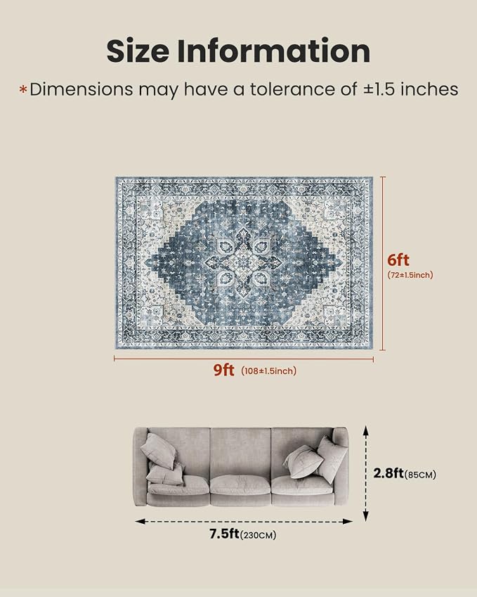 AMADA HOMEFURNISHING 6x9 Area Rugs, Vintage Rugs - Image 2