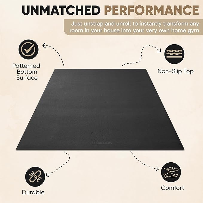 Gorilla Mats Large Exercise Mat – 6'x4', Flat Fitness, Yoga & Weight Lifting - Image 3