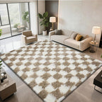 Large Shag Area Rug for Bedroom, 9x12 Ft Beige and White Area Rug Classic - Image 2