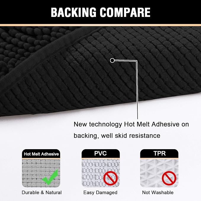 H.VERSAILTEX Bath Mat for Bathroom Non Slip Luxury Chenille Ultra Soft Bath - Image 6