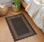 Small Area Rug 2x3 Modern Checkered Entry Rug Solid Color Scalloped Kitchen by GarveeHome