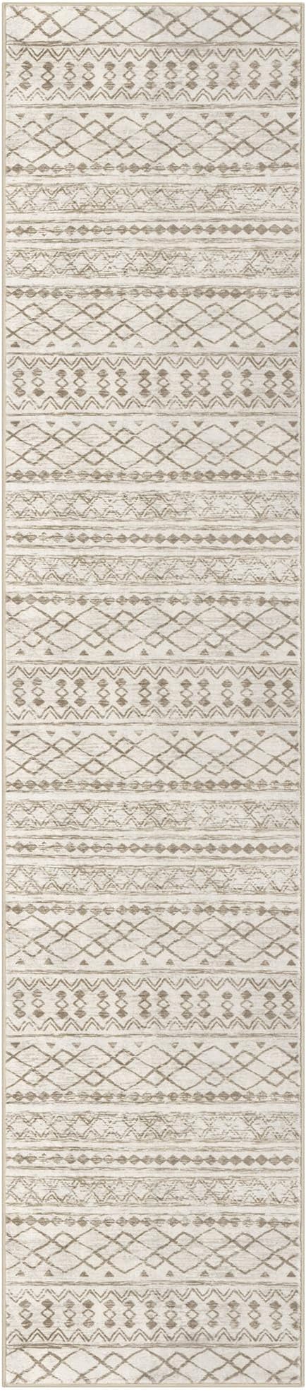KUTA Moroccan Washable Hallway Runner Rug, 2.6x12 Non-Slip Vintage Beige Boho - Image 8