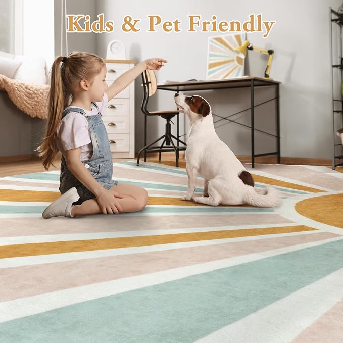 LIVEBOX Retro Sun Round Rug 4ft Boho Rug - Image 3