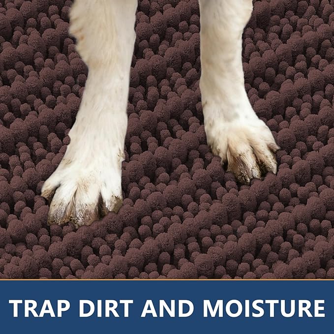Smiry Dog Door Mat for Muddy Paws 47x32, Absorbent Dirt Trapper, Non-Slip - Image 4