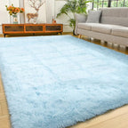 YJ.GWL Area Rugs for Living Room Bedroom, 4x6 Machine Washable Large Light Blue by YJGWLHomeDecor