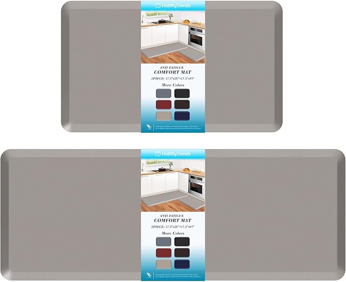 HappyTrends 2 PCS Kitchen Mat Cushioned Anti-Fatigue Floor Mat, Heavy Duty by HappyTrends
